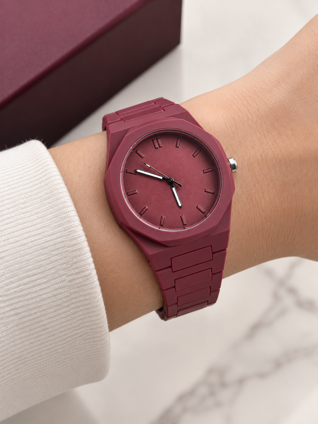 Vişne Polycarbon Kordonlu Unisex Saat