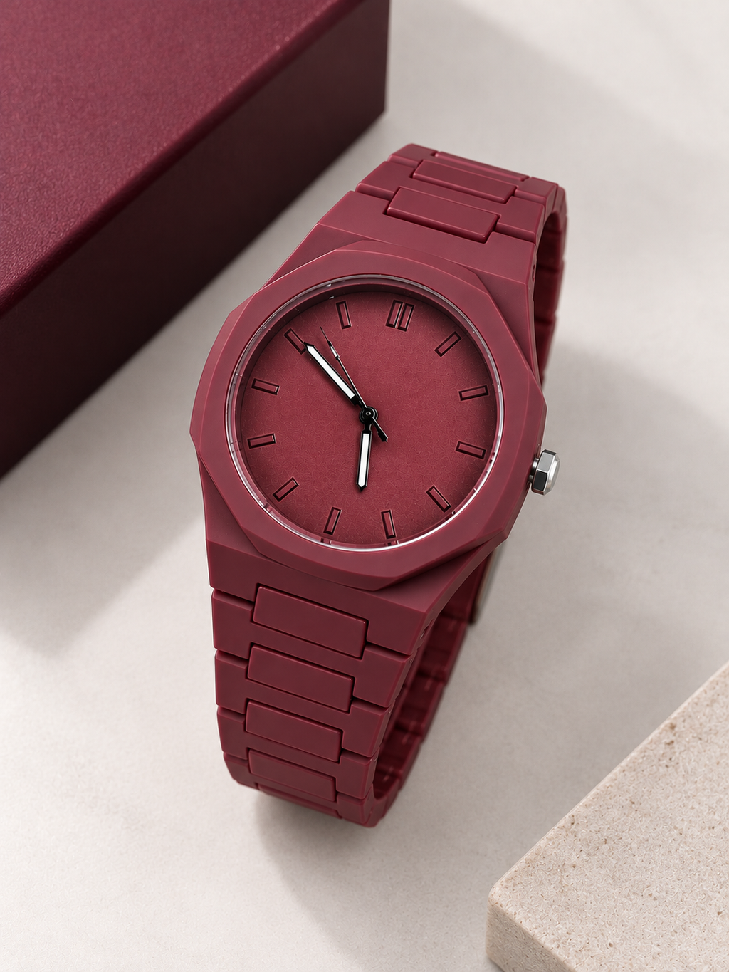 Vişne Polycarbon Kordonlu Unisex Saat