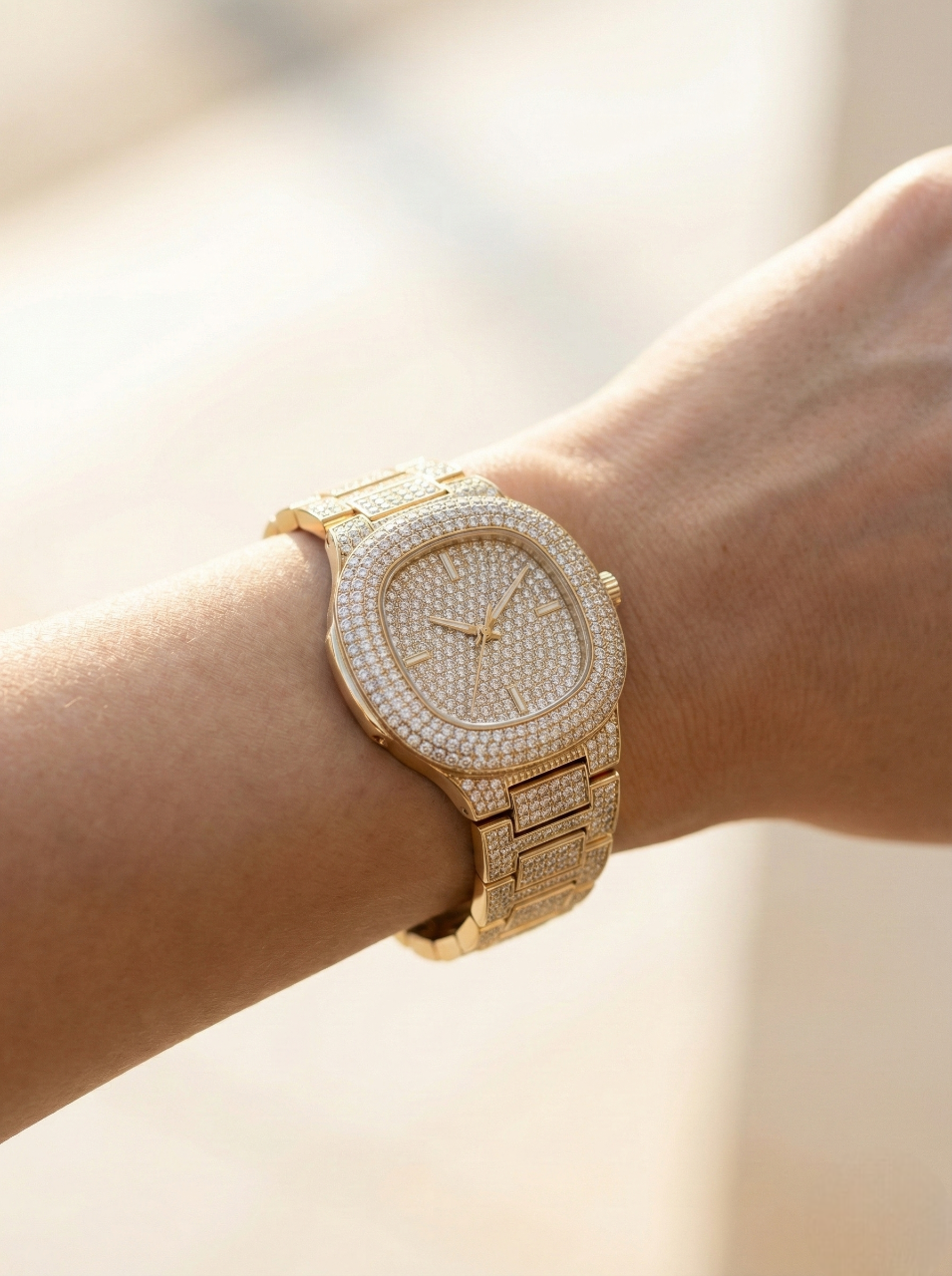 Minimalist Taş İşlemeli Gold Kadın Saat