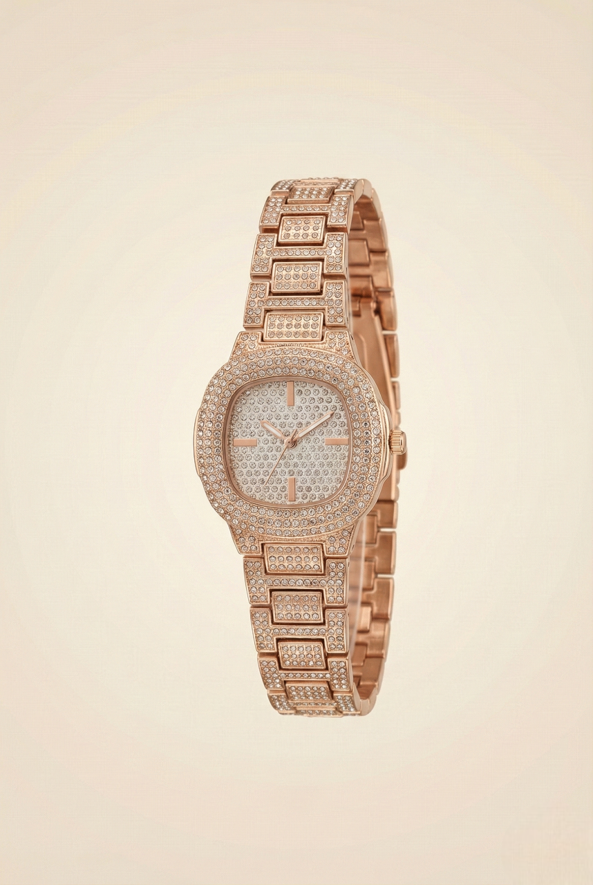 Minimalist Taş İşlemeli Rose Gold Kadın Saat